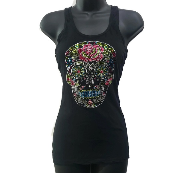 Tops - 👻Lace back sugar skull tank